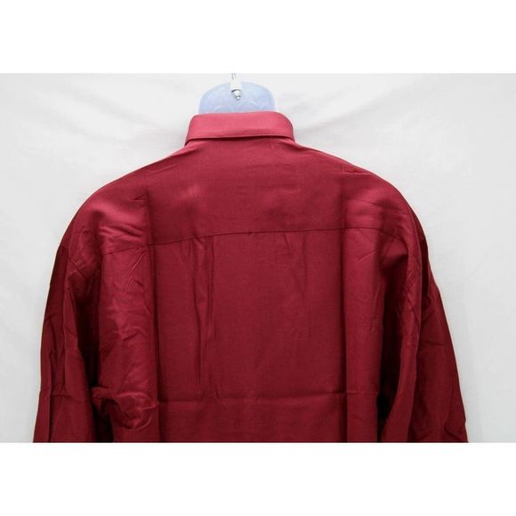 Zoom Focus Collection Mexican Western Embroidered Maroon Shirt Sz Large 16 New - Picture 7 of 14